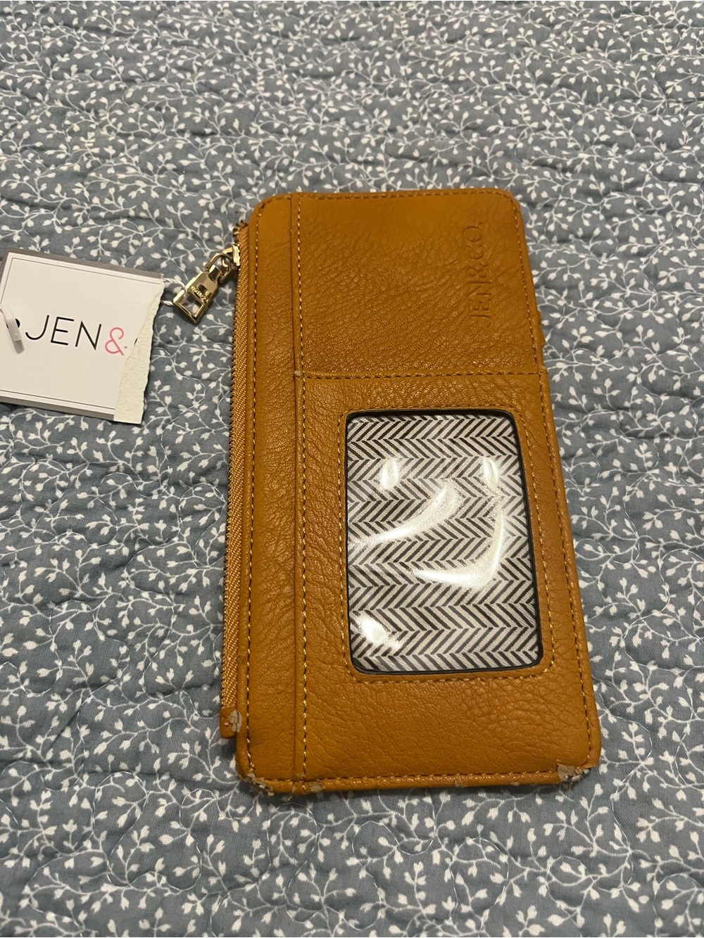 JEN & CO Mustard Leather ID Wallet Wristlet